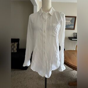 Madewell High Low Button Down White Cotton Shirt Size M